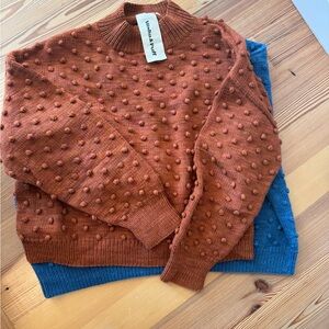 Misha And Puff Rust and Blue Textured Sweater